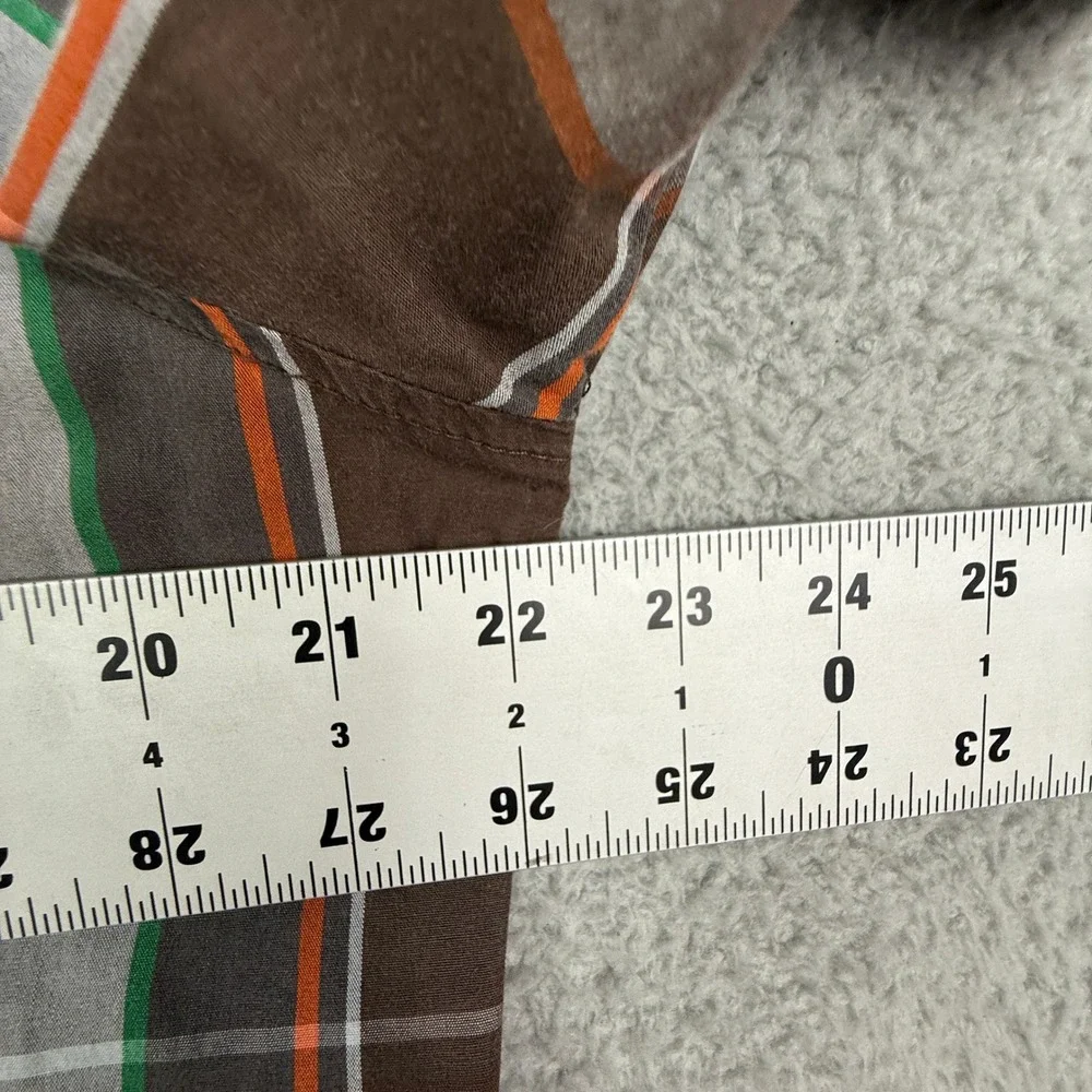 The North Face Mens Plaid Short Sleeve Button Up Shirt M Brown‎ Green Orange